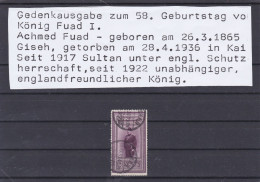 ÄGYPTEN - EGYPT - ÄGYPTOLOGIE  - MONARCHIE -  58.GEBURTSTAG DES KÖNIG FUAD 1926 GESTEMPELT - Used Stamps