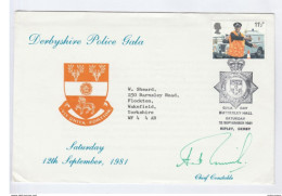 POLICE - 1981 SIGNED By CHIEF CONSTABLE Derbyshire Ripley EVENT COVER Stamps GB - Polizei - Gendarmerie