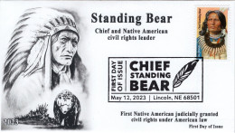 USA 2023 Chief Standing Bear, Native American, Tribal ,Pictorial Postmark, FDC Cover (**) LIMITED - Covers & Documents