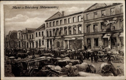 CPA Ortelsburg Ostpreußen, Markt, Pferdewagen, Ruinen - Ostpreussen