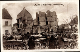 CPA Szczytno Ortelsburg Ostpreußen, Marktplatz, Kriegszerstörungen, I. WK - Ostpreussen