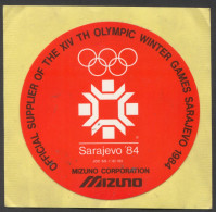 Olympiade - Olympic Games 1984. Sarajevo Yugoslavia, Vintage Sticker / Autocollant - Habillement, Souvenirs & Autres