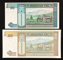 MONGOLIA 10 + 50 TUGRIK 1993 FDS / UNC Lotto 4723 - Mongolie