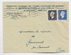 FRANCE DULAC 70C+10C LETTRE ENTETE CENTRE ENTR'AIDE DES INTERNES DEPORTES PARIS 16E MEC BEAUVAIS 1945  AU TARIF - 1944-45 Maríanne De Dulac