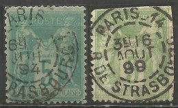 France - Sage - Quartiers De Paris - Cachet Type A2 AVEC N° Bureau - "PARIS 14 R.DE STRASBOURG" - 1876-1898 Sage (Type II)