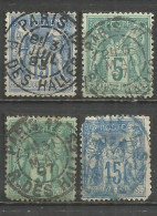 France - Sage - Quartiers De Paris - Cachet Type A2 AVEC N° Bureau - "PARIS 17 R.DES HALLES" + Lettrage + Obl.bleue - 1876-1898 Sage (Type II)