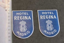 MADRID - HOTEL REGINA - 2 ETIQUETTES - Etiquettes D'hotels