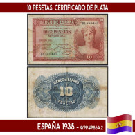 B0983.1# España 1935. 10 Pts. Certificado De Plata (G) WP#P86a.2 - 10 Peseten