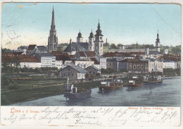 D3529) LINZ A. D. Donau - SCHIFFE - Häuser ALT  1907 - Linz