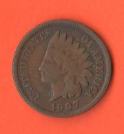 America 1 One Cent 1907 Indian Head USA United States America - 1859-1909: Indian Head