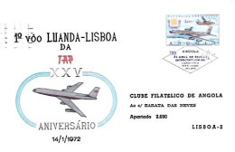 Angola & FDC  XXV Aniversário Do  Voo Inaugural Da TAP, Luanda-Lisboa, Luanda A Lisboa 1972 (6868) - Angola