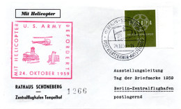 FRANCE / ALLEMAGNE / HELICOPTERES / ENVELOPPE COMMEMORATIVE TRANSPORT DU COURRIER PAR HELICOPTERE OCTOBRE 1959 - Hélicoptères
