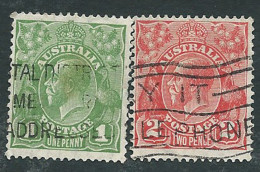 Australia 1926-28; King George V, 1p + 2p, Dent.13½ X 12½. Used. - Used Stamps