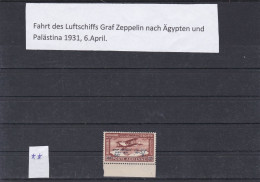 ÄGYPTEN-EGYPT- FAHRT DES LUFTSCHIFFS GRAF ZEPPELIN NACH ÄGYPTEN UND PALÄSTINA 1931  POSTFRISCH - Poste Aérienne