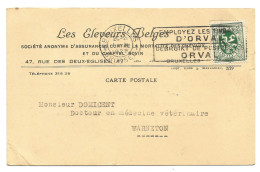 Carte Postale 1929  Les Eleveurs Belges Bruxelles Brussel Vers Docteur Veterinaire Warneton Belgique Belgie - 1929-1937 Heraldic Lion