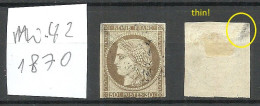 FRANKREICH France Colonies 1872 Michel 22 O NB! Thinned Spot At One Upper Corner! = Please Look At Picture! - Cérès
