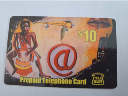 SURINAME US $ 10,-     PREPAID / TELESUR  / MAN ON DRUM  / FINE USED CARD            **14904** - Surinam