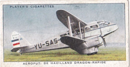 35 De Havilland, Dragon Rapide - International Air Liners 1937 - Players Cigarette Card - Original - Aeroplanes - Player's
