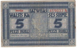 Latvia 5 Rubles 1919 R-3b Series A - Latvia