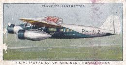 24 KLM Fokker XX - International Air Liners 1937 - Players Cigarette Card - Original - Aeroplanes - Player's