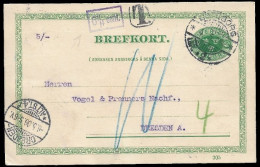 1906 SWEDEN 5 ÖRE PSC GÖTEBURG TO DRESDEN,GERMANY - POSTAGE DUE 6¼ CENT - Postal Stationery