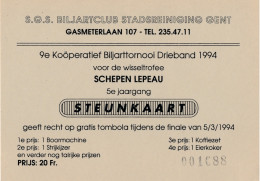 GENT   S.G.S BILJARTCLUB STADSREINGING - BILJARTTORNOOI 1994 - Aalst