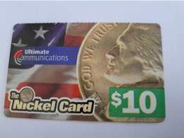 UNITED STATES/ USA / AMERIKA/ $10,-/ THE NICKEL CARD / MONEY/ COIN  ON CARD/  DIFF BACKSIDE/ USED   **14937** - Amerivox