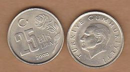 AC - TURKEY 25 000 LIRA - TL  2000 UNCIRCULATED - Turquie