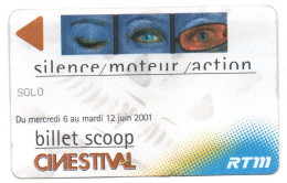 BILLET TICKET TRANSPORT METRO BUS TRAMWAY RTM MARSEILLE CARTE CINEMA CINESTIVAL  2001 - Europa