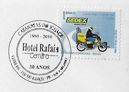 Brazil 2010 Cover Commemorative Cancel 30 Years Hotel Rafain Centro Center Iguazu Falls Waterfall Fall Foz Do Iguaçu - Lettres & Documents