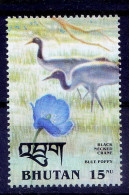 Bhutan 1993 MNH, Black Headed Crane, Water Birds - Grues Et Gruiformes