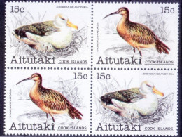 Black-browed Albatross, Whimbrel, Water Birds, Aitutaki 1981 MNH Blk - Seagulls