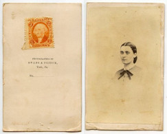 United States 1860‘s Photograph, Woman - Evans & Prince, York, Pennsylvania - Scott R6c Revenue Stamp - Fiscale Zegels