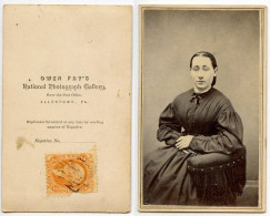 United States 1860‘s Photograph, Woman - Owen Fry's National Gallery, Allentown, Pennsylvania - Scott R6c Revenue Stamp - Fiscale Zegels