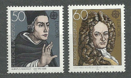 Germany, 1980 (#937-38a), Europa CEPT, Bishop Albertus Magnus Philosopher And Theologian, Gottfried Leibniz - 2v - Theologen