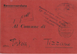 1942. Cagliari. Raccomandata In Franchigia Da Cagliari A Tizzano, In Pistoia. 13° REGGIMENTO GENIO - 1939-45