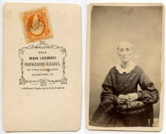 United States 1860‘s Photograph, Old Woman - Benjn Lochman, Allentown Pennsylvania Scott R6c Revenue Stamp - Fiscali