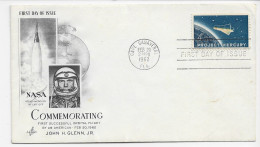 3804   FDC  Cape Canaveral  1962, Jhon  H. Glenn Jr. Nasa, Espacio, Nave, Vuelo, - 1961-1970
