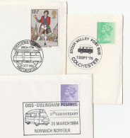 3 Diff 1970s 1980s BUSES Covers  POST BUS EVENT Norwich Colchester Brighton GB Stamps Cover - Bus