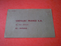 Carte Commerciale CADILLAC France SA à Puteaux. Achat Au Studio De La Radio Montélimar - Mercaderes