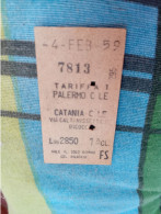 BIGLIETTO TRENO - PALERMO - CATANIA 1959 - Europa