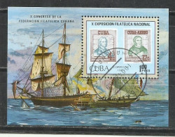T8A- CUBA HOJA BLOQUE TEMÁTICA BARCOS 1987 Nº 96. - Used Stamps