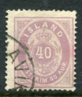 ICELAND 1882 Definitive 40 Aur. Perforated 14:13½, Used.  Michel 15A - Usados