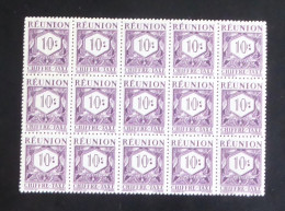 REUNION - 1947 - Taxe TT N°YT. 26 - 10c Lilas - Bloc De 15 - Neuf Luxe ** / MNH - Timbres-taxe