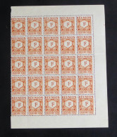REUNION - 1947 - Taxe TT N°YT. 29 - 1f Orange - Bloc De 25 Bord De Feuille - Neuf Luxe ** / MNH - Postage Due