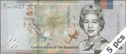 DWN - BAHAMAS P.A77 - ½ Dollar A.2000 (2019) UNC Various Prefixes DEALERS LOT X 5 - Bahamas