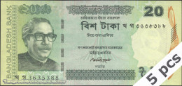 DWN - BANGLADESH P.55Aa2 - 20 Taka 2012 UNC Various Prefixes DEALERS LOT X 5 - Bangladesh