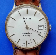 PRIM+CZECHOSLOWAKIA+AUTOMATIC+GOLDPLATED+WRIST-WATCH+21 JEWELS+CALIBER 96-34mm+RAREST-BEST-MODEL - Watches: Old