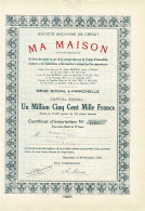 Titre De 1930 -Société Anonyme De Crédit Ma Maison - - Banque & Assurance