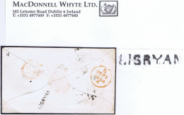 Ireland Longford 1854 Small Sans-serif Type 2A LISRYAN Receiving House On Cover To Dublin With 1d Red Tied "206" - Préphilatélie